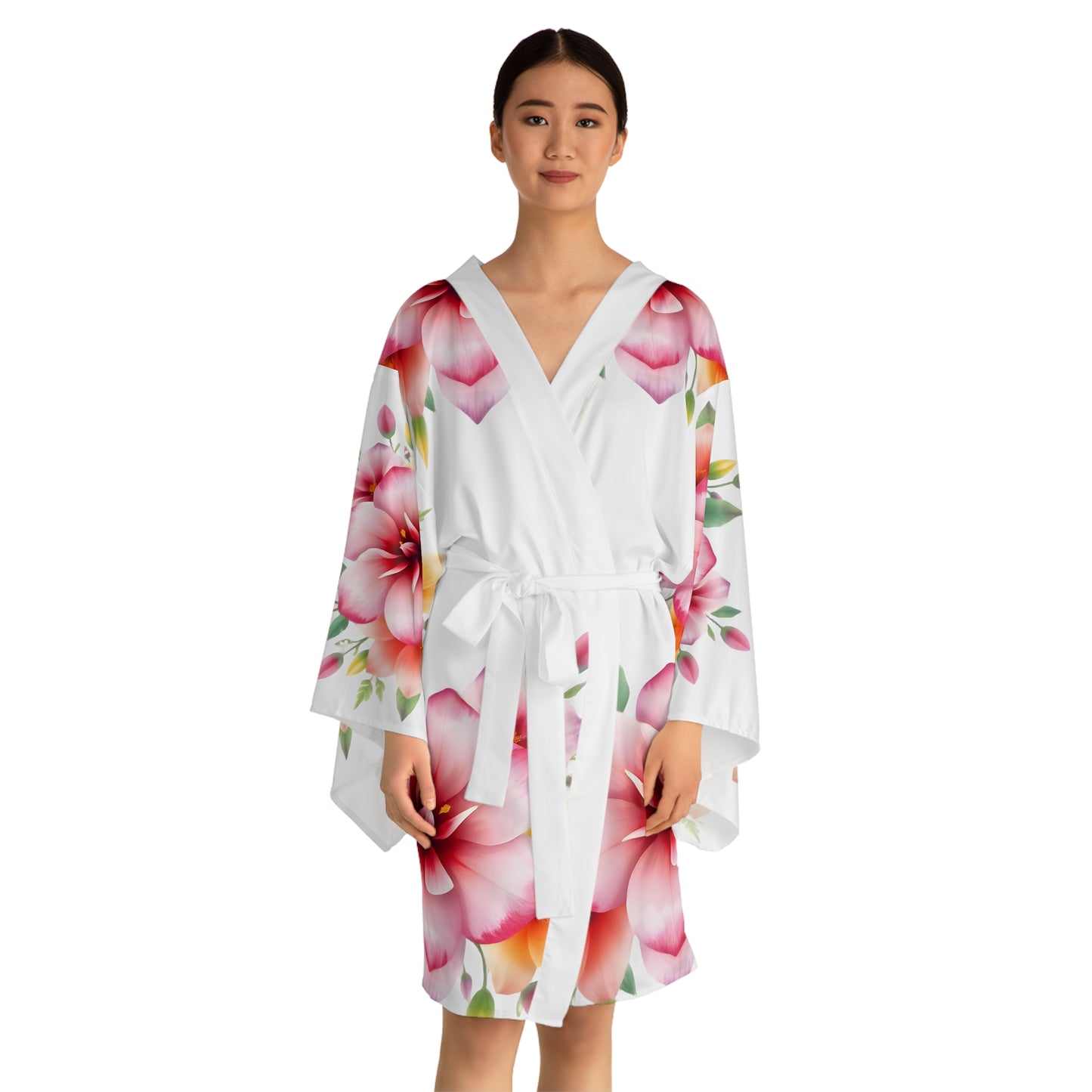 Long Sleeve Kimono Robe - 'Floral' Design
