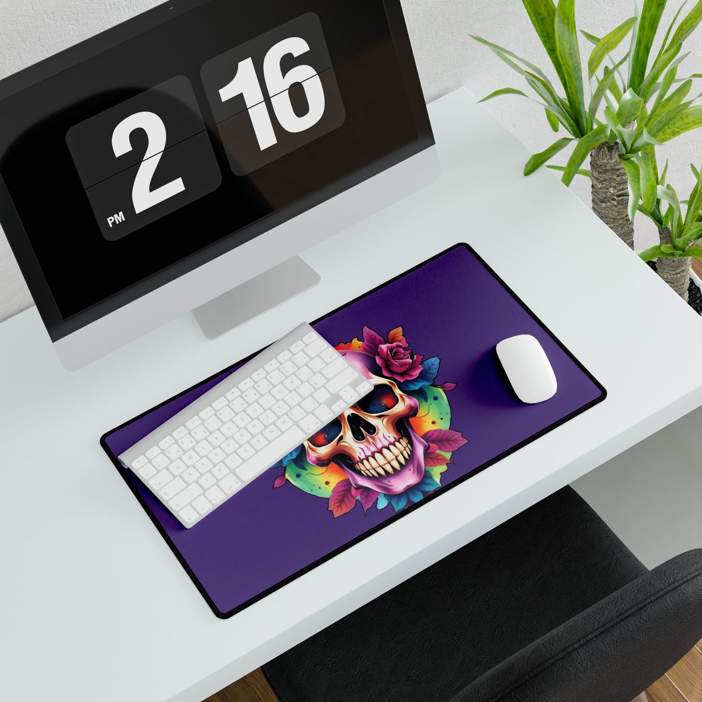 Desk/Mouse Mat 'Colorful Skull' - Vibrant Office Decor