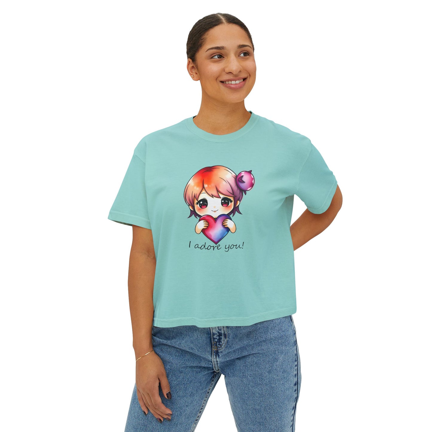 Womens Boxy Tee - "I Adore You!" Design for Casual Style
