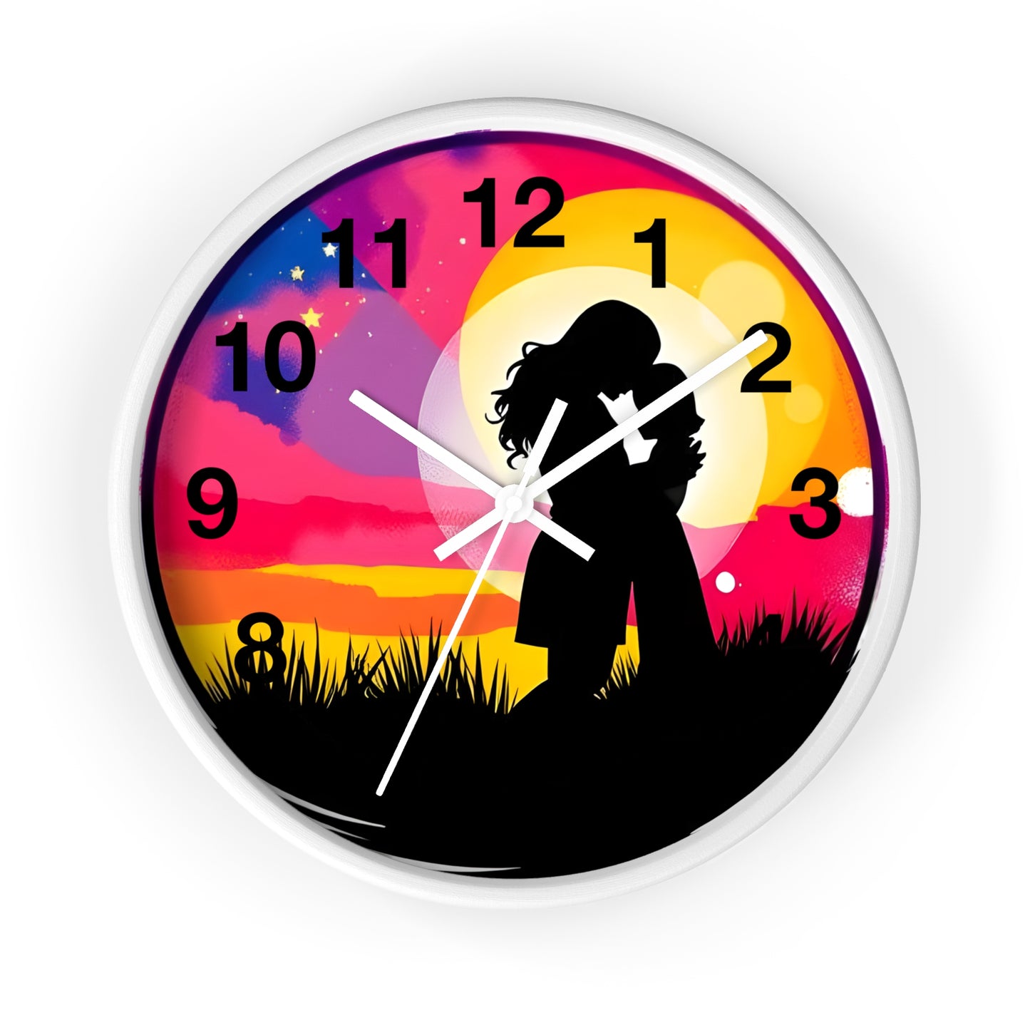 Silhouette Wall Clock 'Romantic Sunset' - Perfect Gift for Couples and Anniversaries