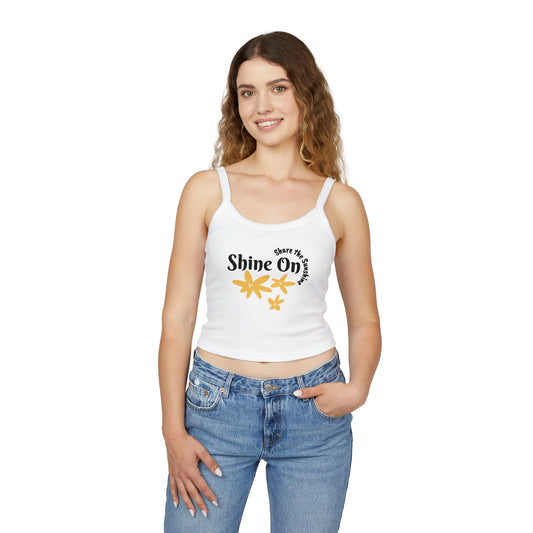 Spaghetti Strap Tank Top - 'Shine On' Floral Design