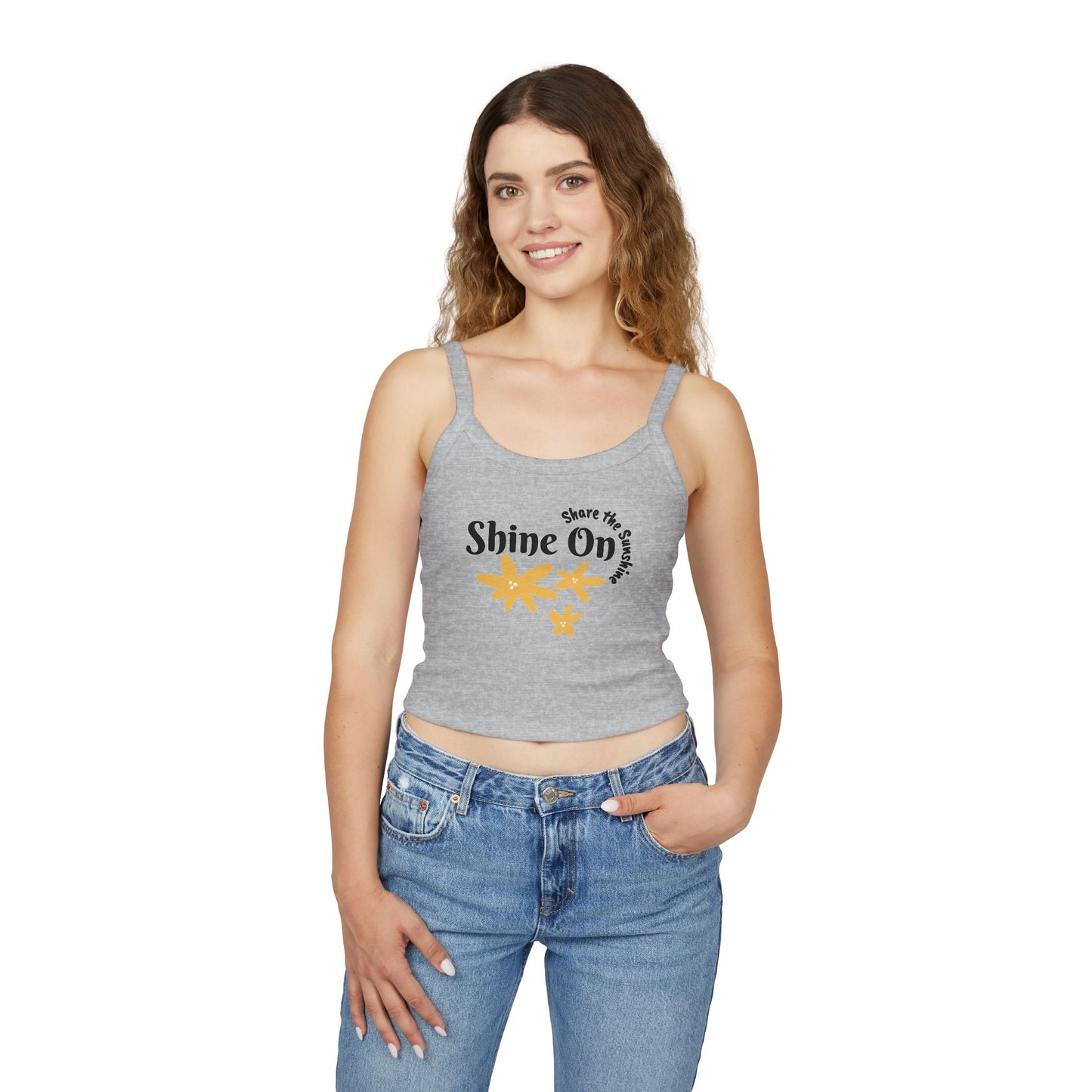 Spaghetti Strap Tank Top - 'Shine On' Floral Design