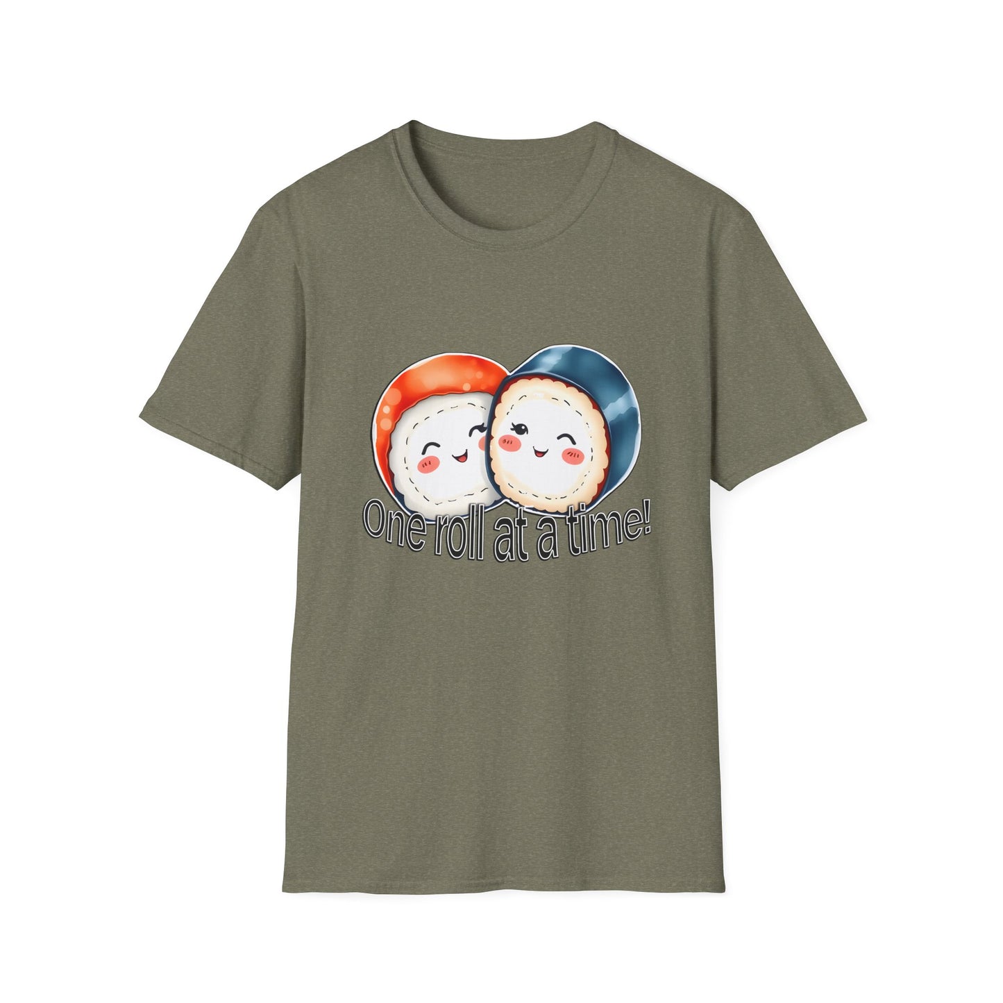 Unisex Softstyle Tee - "One Roll at a Time" -  Cute Sushi T-Shirt for Food Lovers
