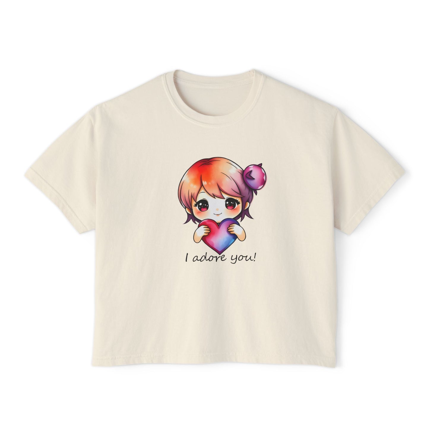 Womens Boxy Tee - "I Adore You!" Design for Casual Style
