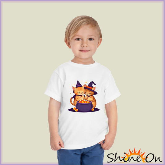 Toddler Tee - Cute Cat Magic Halloween Shirt, Kids Short Sleeve Shirt, Cat Lover Gift, Fun Toddler Apparel, Fall Outfit