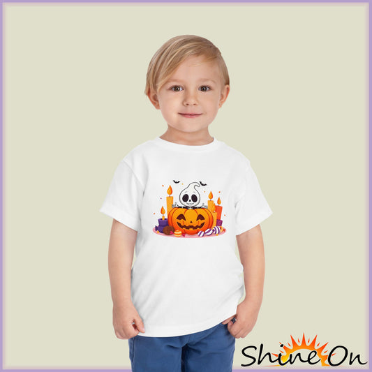 Toddler Tee - Cute Ghost & Pumpkin Design, Spooky Shirt, Kids Halloween Apparel, Toddler Gift, Fun Fall Outfit