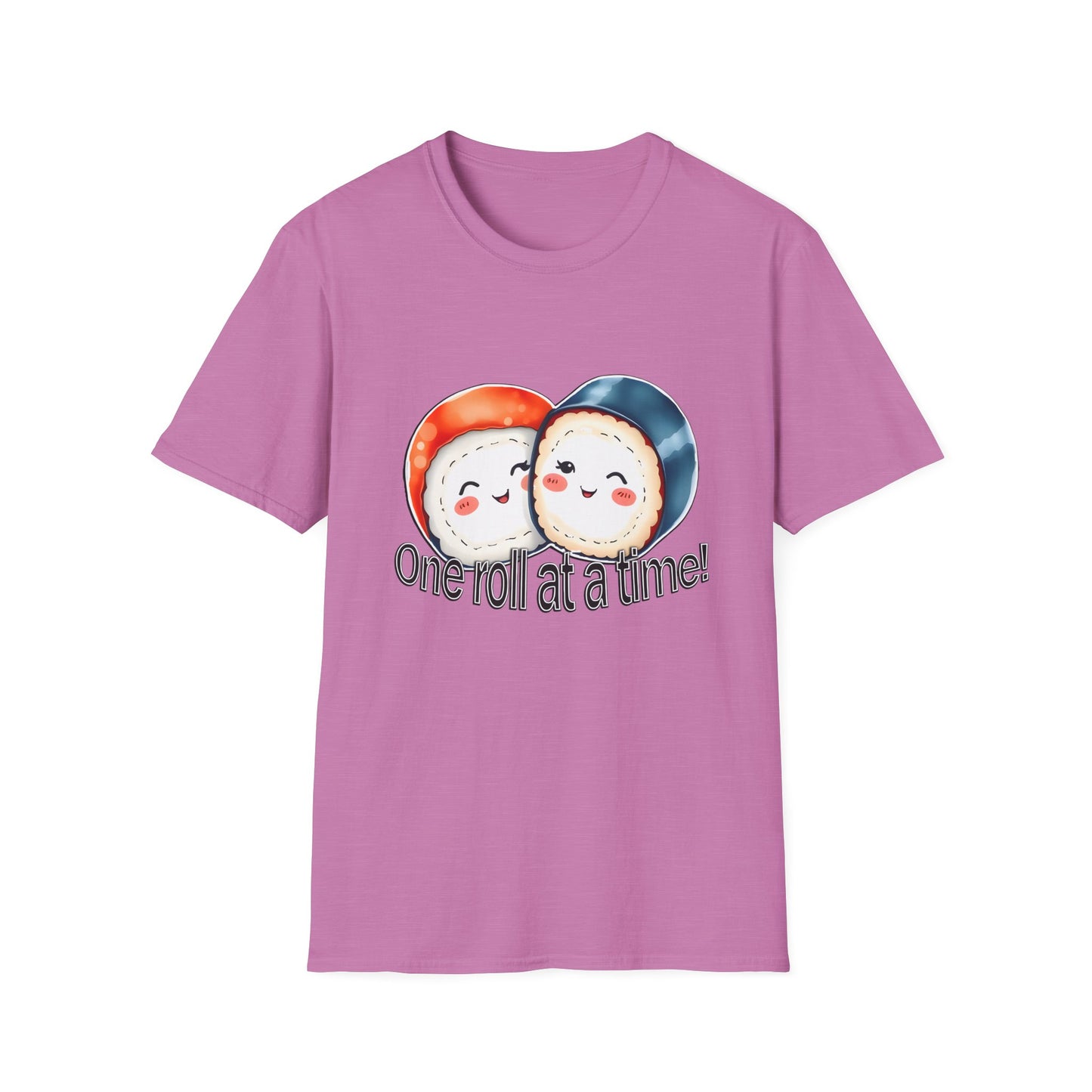 Unisex Softstyle Tee - "One Roll at a Time" -  Cute Sushi T-Shirt for Food Lovers