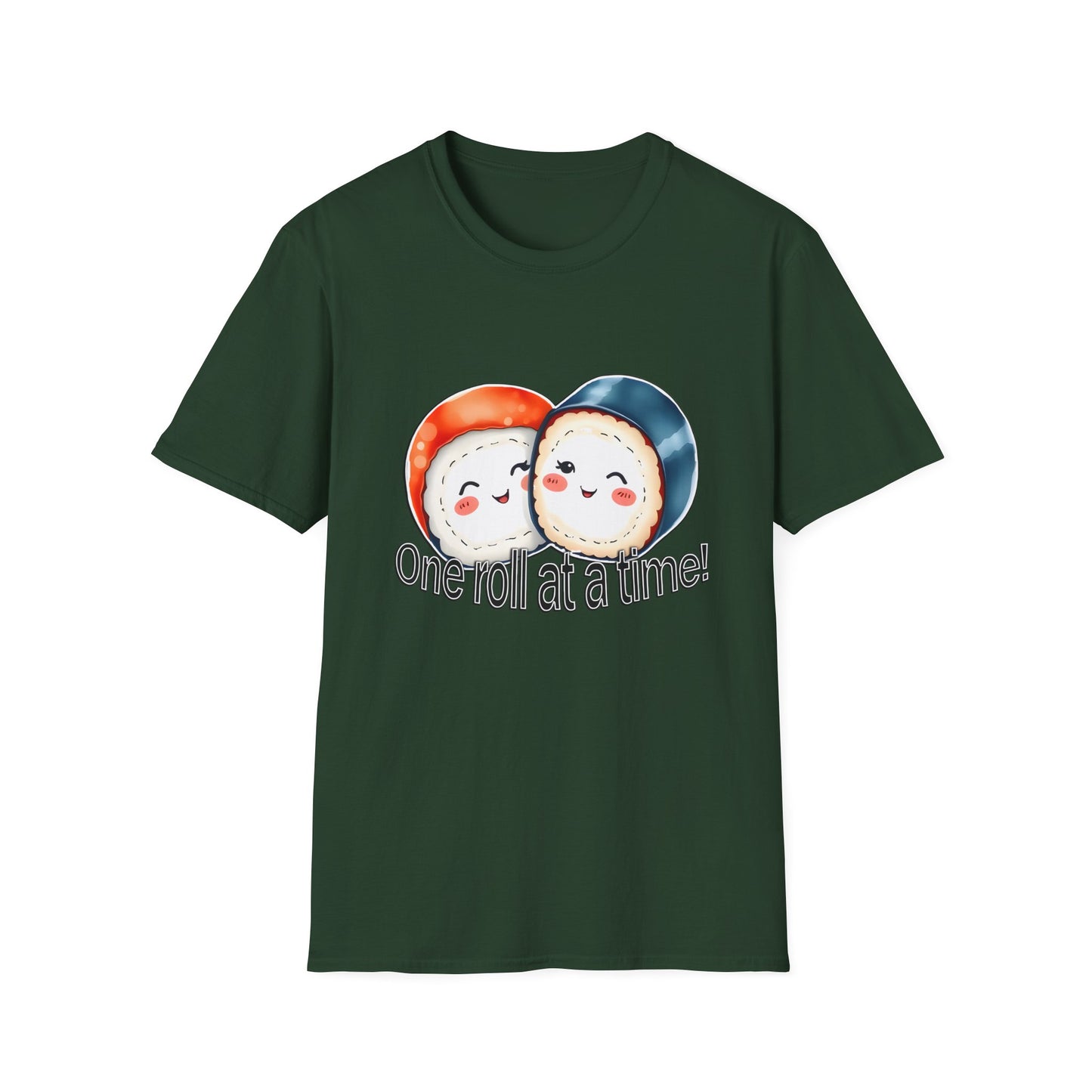 Unisex Softstyle Tee - "One Roll at a Time" -  Cute Sushi T-Shirt for Food Lovers