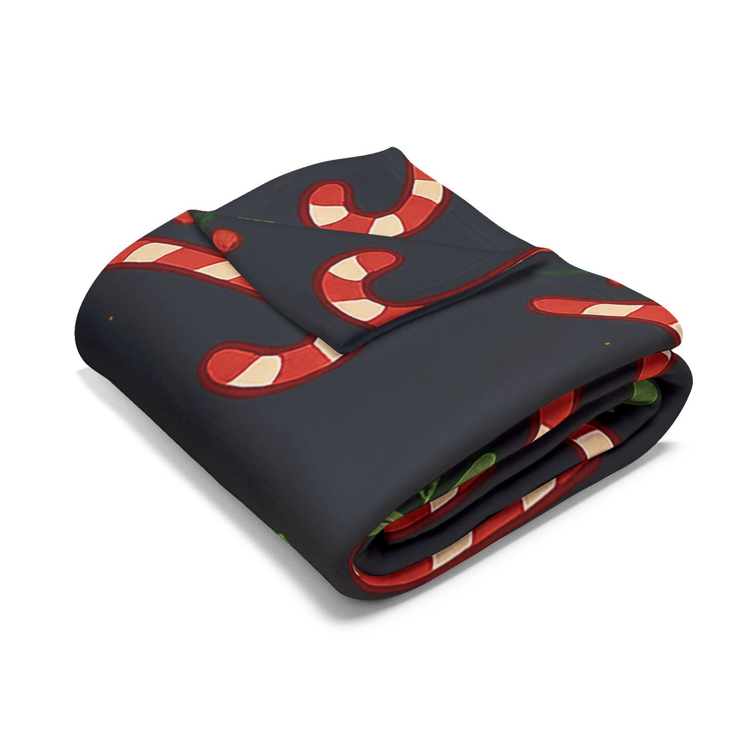 Holiday Candy Cane Fleece Blanket — Cozy Christmas Throw with Candy Cane & Holly Pattern