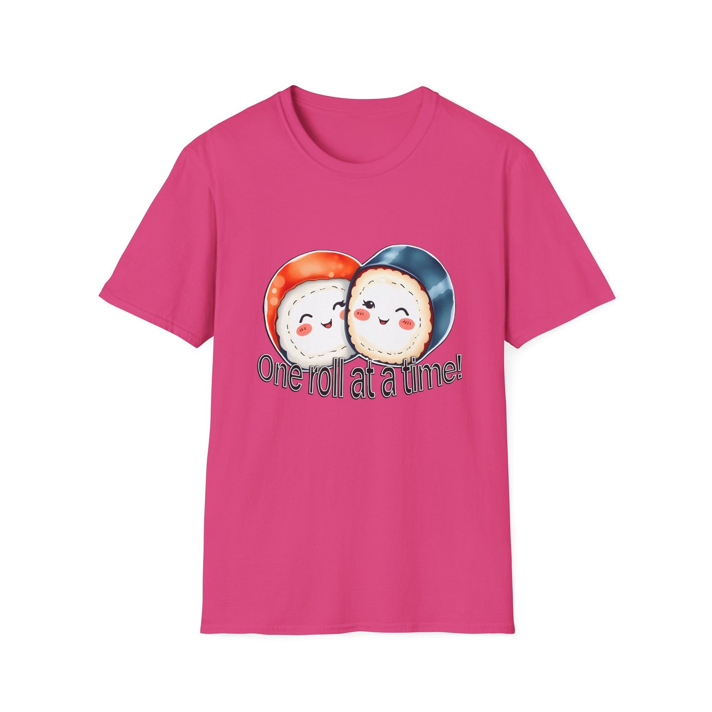 Unisex Softstyle Tee - "One Roll at a Time" -  Cute Sushi T-Shirt for Food Lovers
