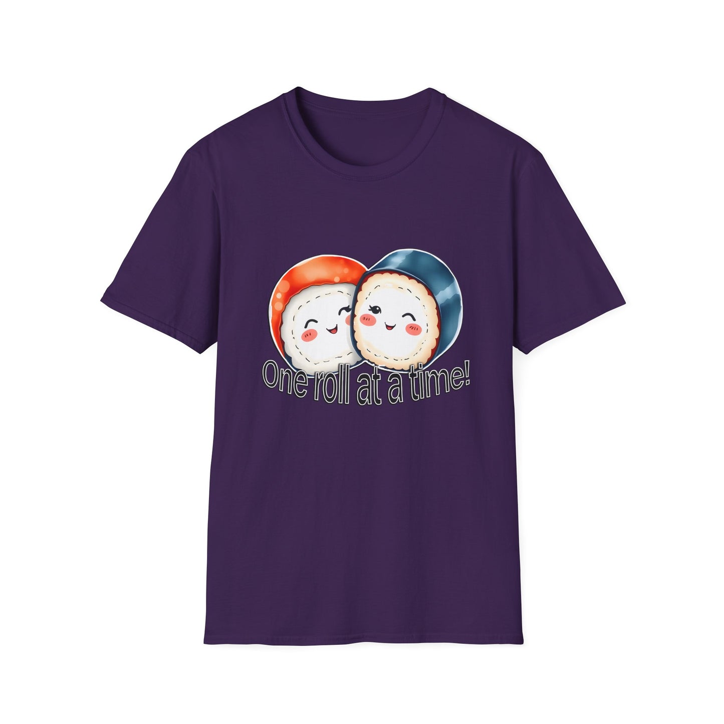 Unisex Softstyle Tee - "One Roll at a Time" -  Cute Sushi T-Shirt for Food Lovers