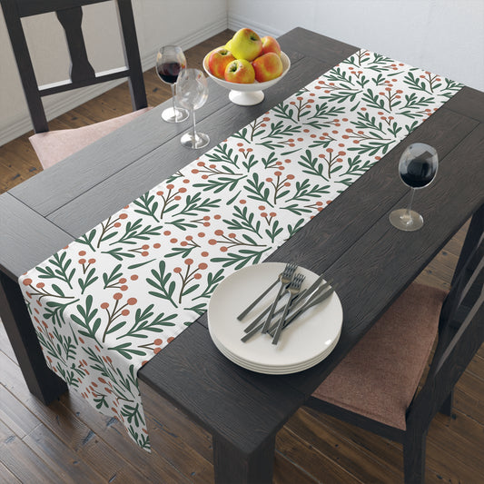 Holiday Berry Sprig Table Runner — Festive Greenery Table Decor