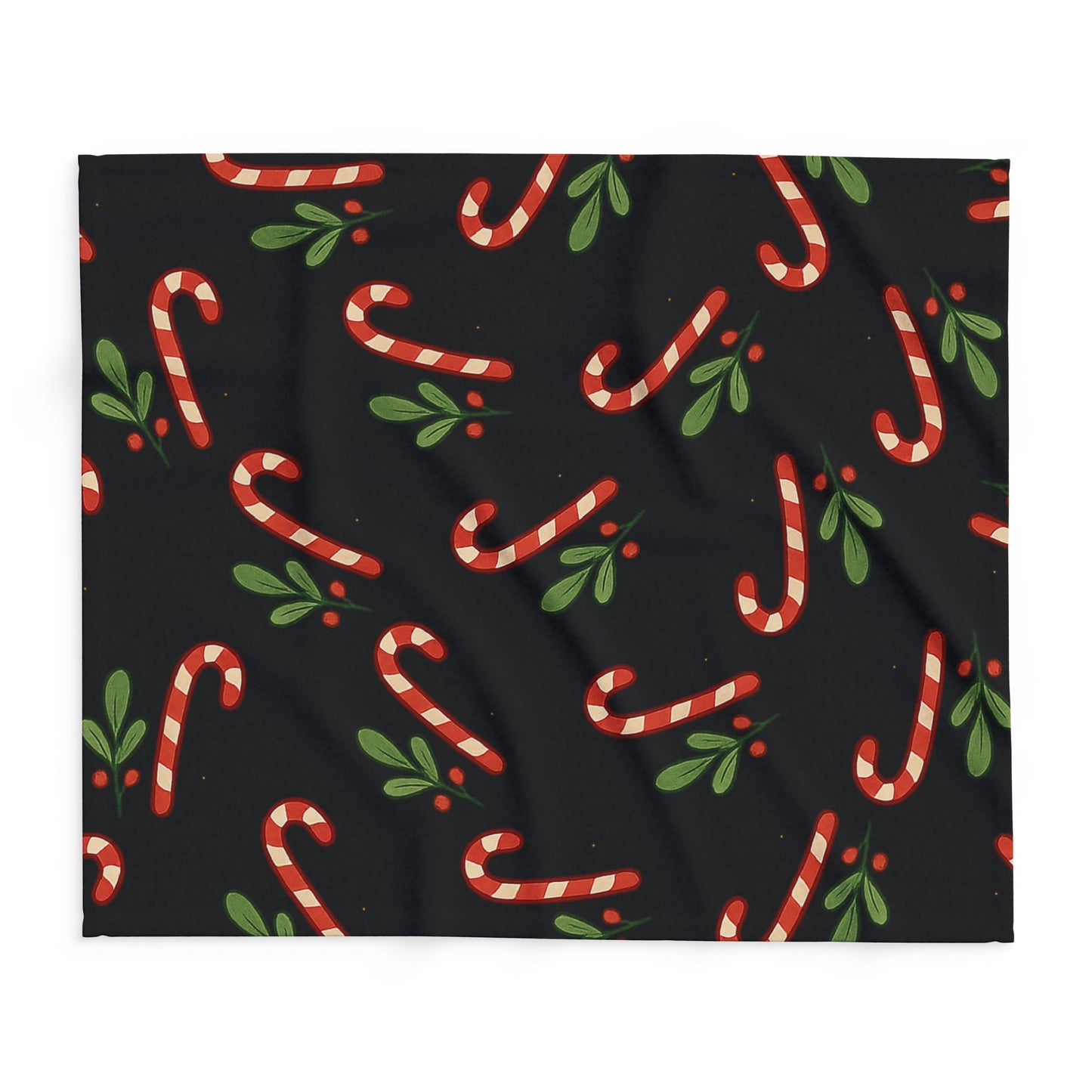 Holiday Candy Cane Fleece Blanket — Cozy Christmas Throw with Candy Cane & Holly Pattern