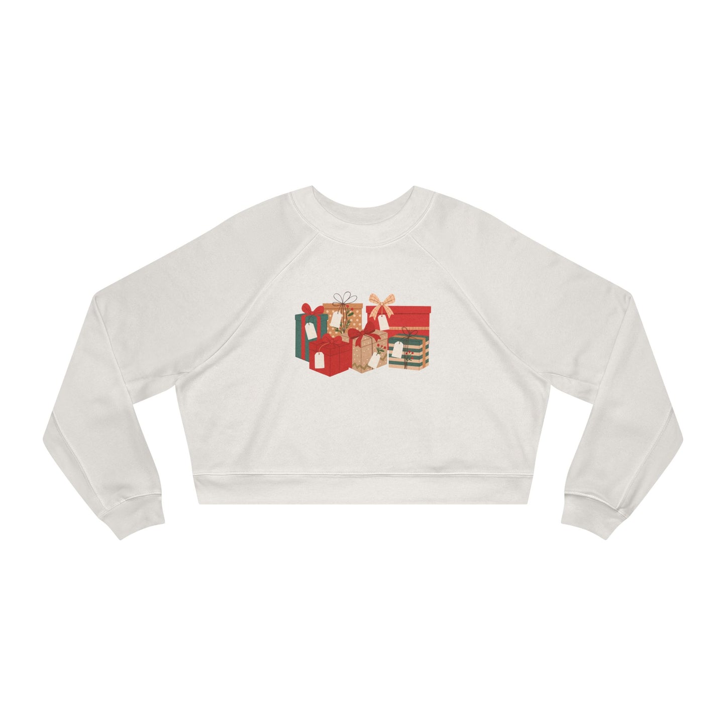 Cropped Pullover — Cozy Retro Gift Box Holiday Graphic