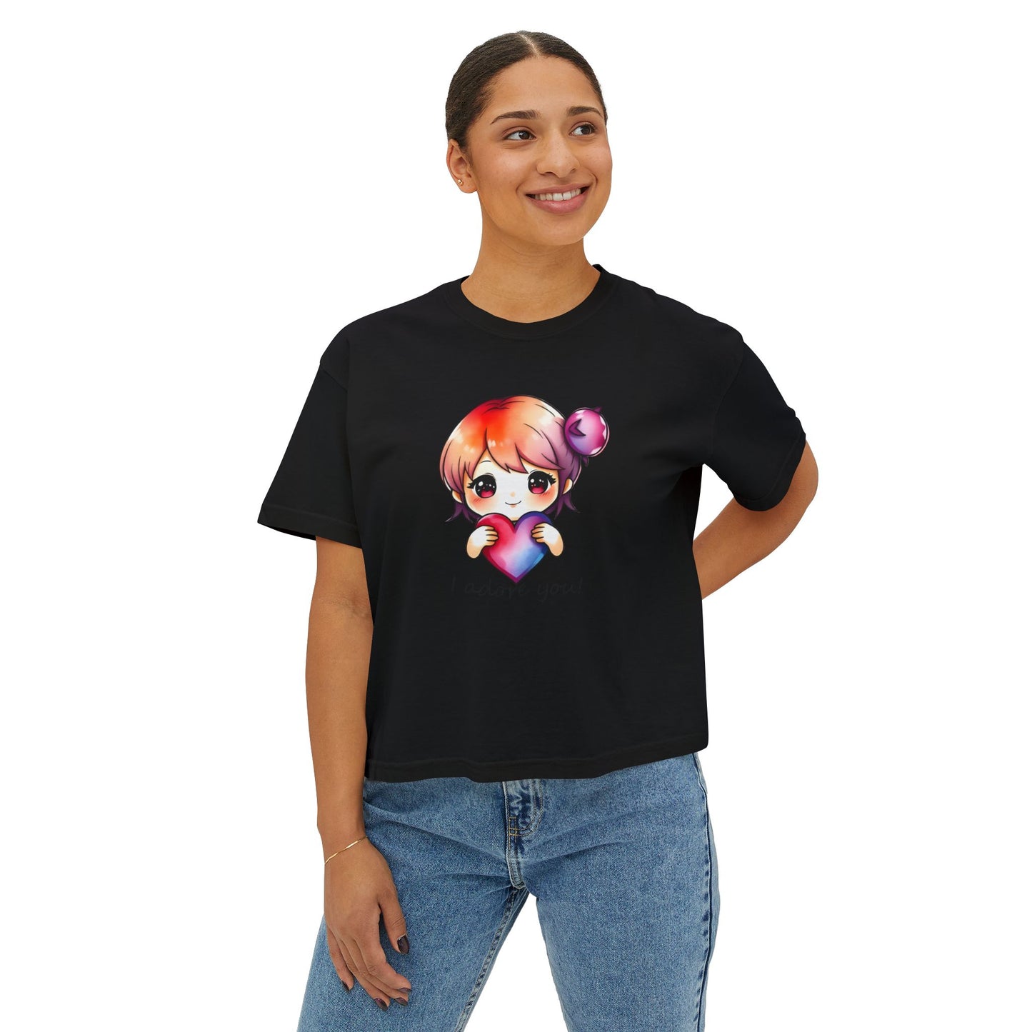 Womens Boxy Tee - "I Adore You!" Design for Casual Style