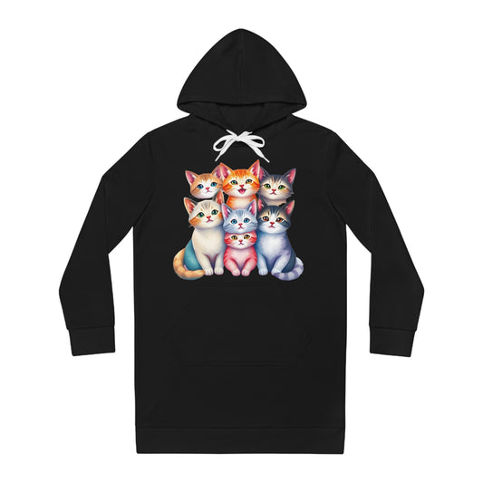 Hoodie Dress for Women - 'Cute Cats'