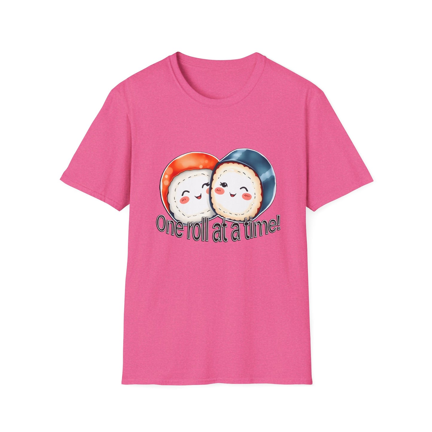 Unisex Softstyle Tee - "One Roll at a Time" -  Cute Sushi T-Shirt for Food Lovers