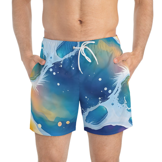 Mens Swim Trunks 'Vibrant Abstract' - For Summer Fun