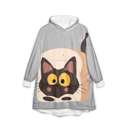 Hooded Blanket 'Cat Bread'  - Warm and Cute Unisex Plush Wear