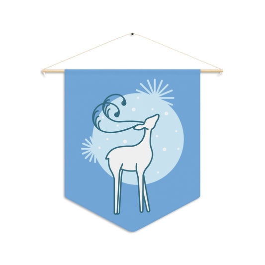 Winter Deer Pennant Banner — Festive Blue Holiday Wall Decor