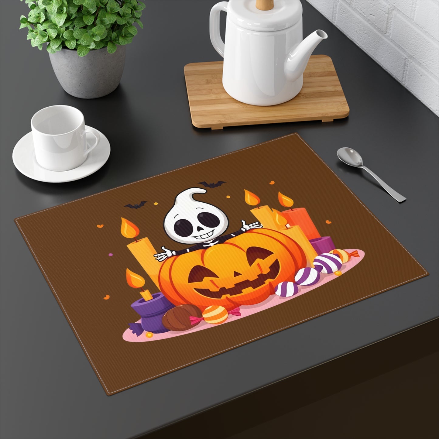 Placemat - Ghost and Pumpkin Design, Fun Dining Decor for Fall Gatherings, Trick-or-Treat Table Setting, Spooky Home [...]