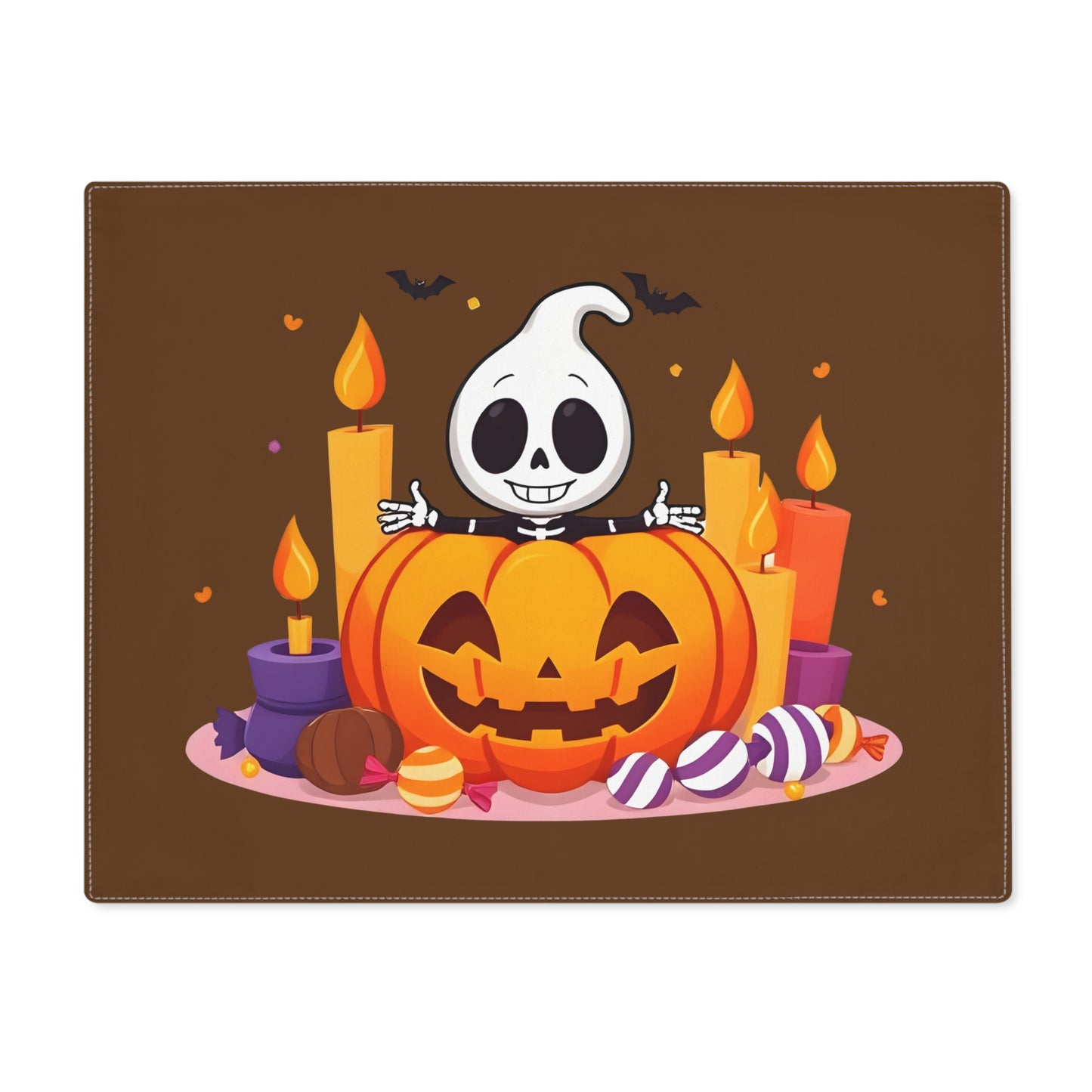 Placemat - Ghost and Pumpkin Design, Fun Dining Decor for Fall Gatherings, Trick-or-Treat Table Setting, Spooky Home [...]