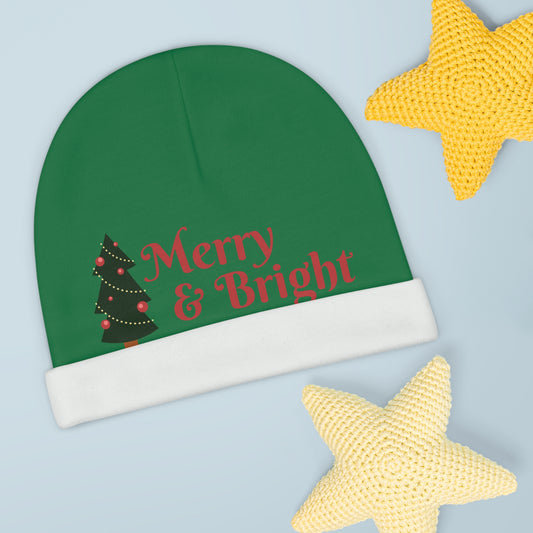 Baby Beanie — "Merry & Bright" Christmas Baby Hat